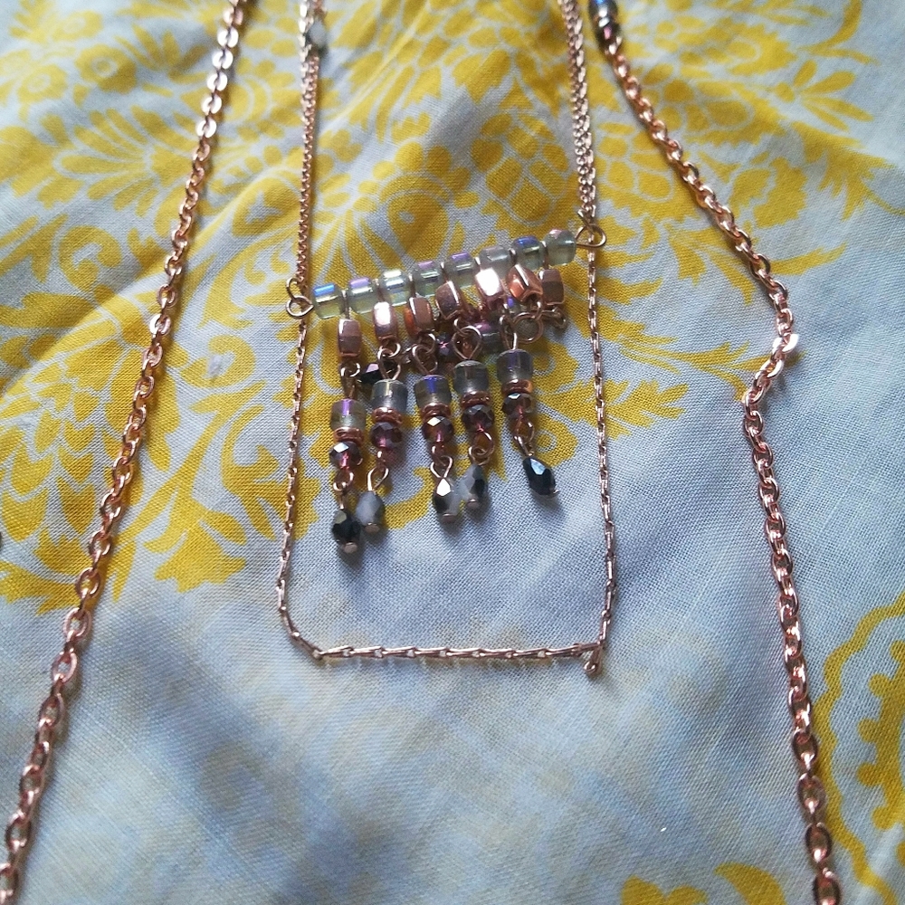 Bohemian rose gold glass earrings necklace set